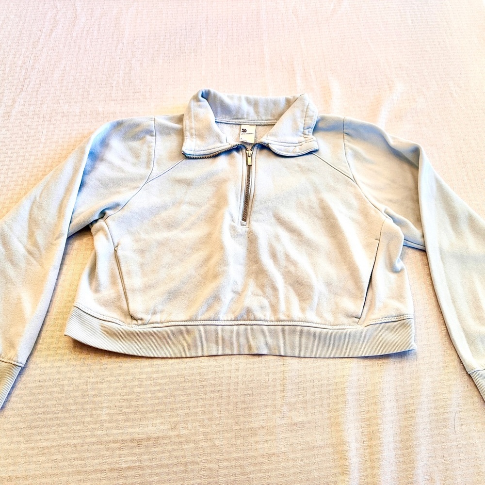 All In Motion Light Blue‎ Cropped Quarter Zip Pullover Sweatshirt XL Athleisure